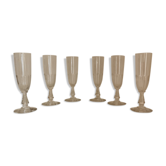 Lot de 6 flutes à champagne en cristal