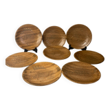 Six flat fish plates in Chantilly wood-effect ceramic