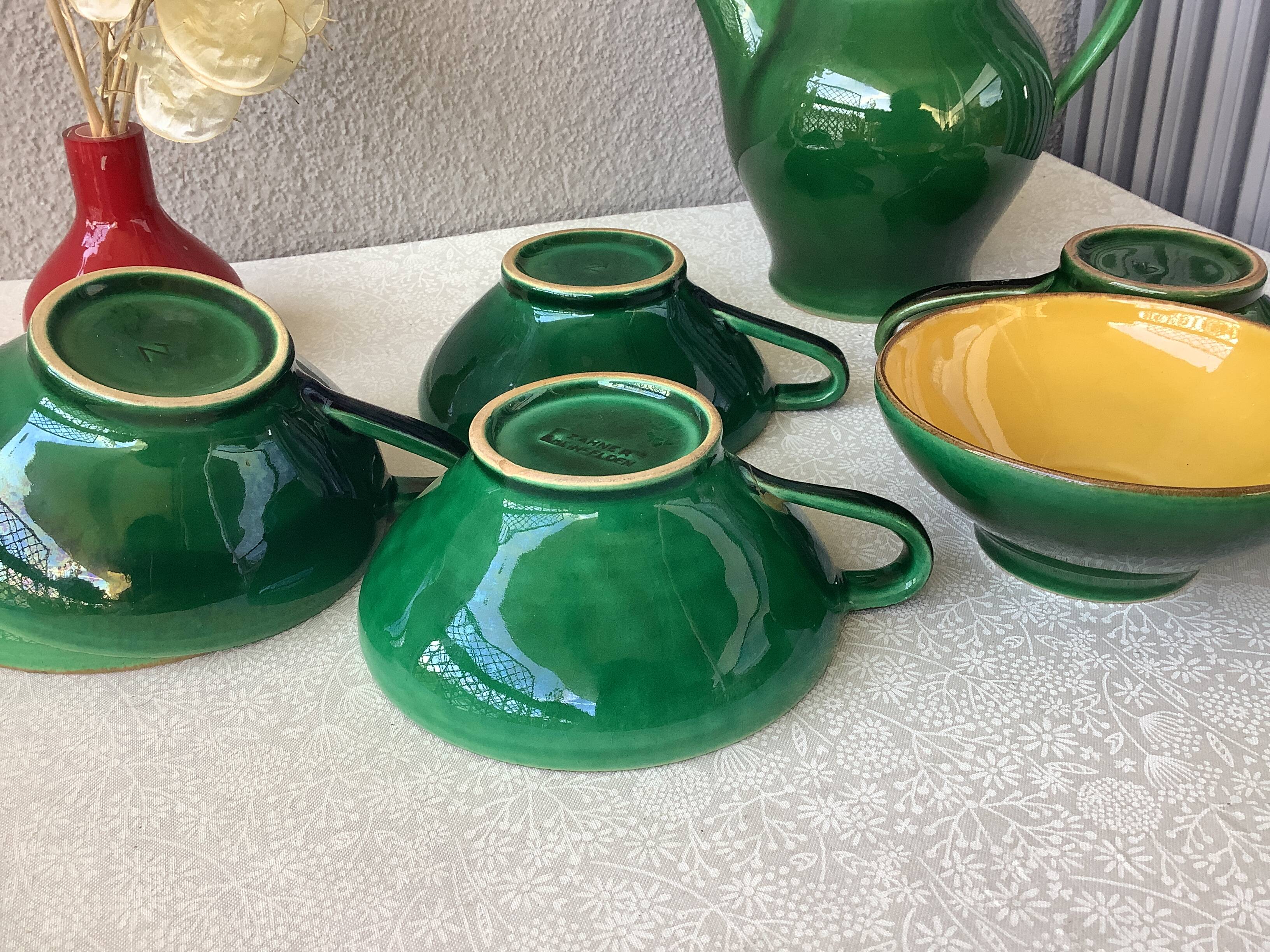 Zahner Rheinfelden pottery cups and coffee pot