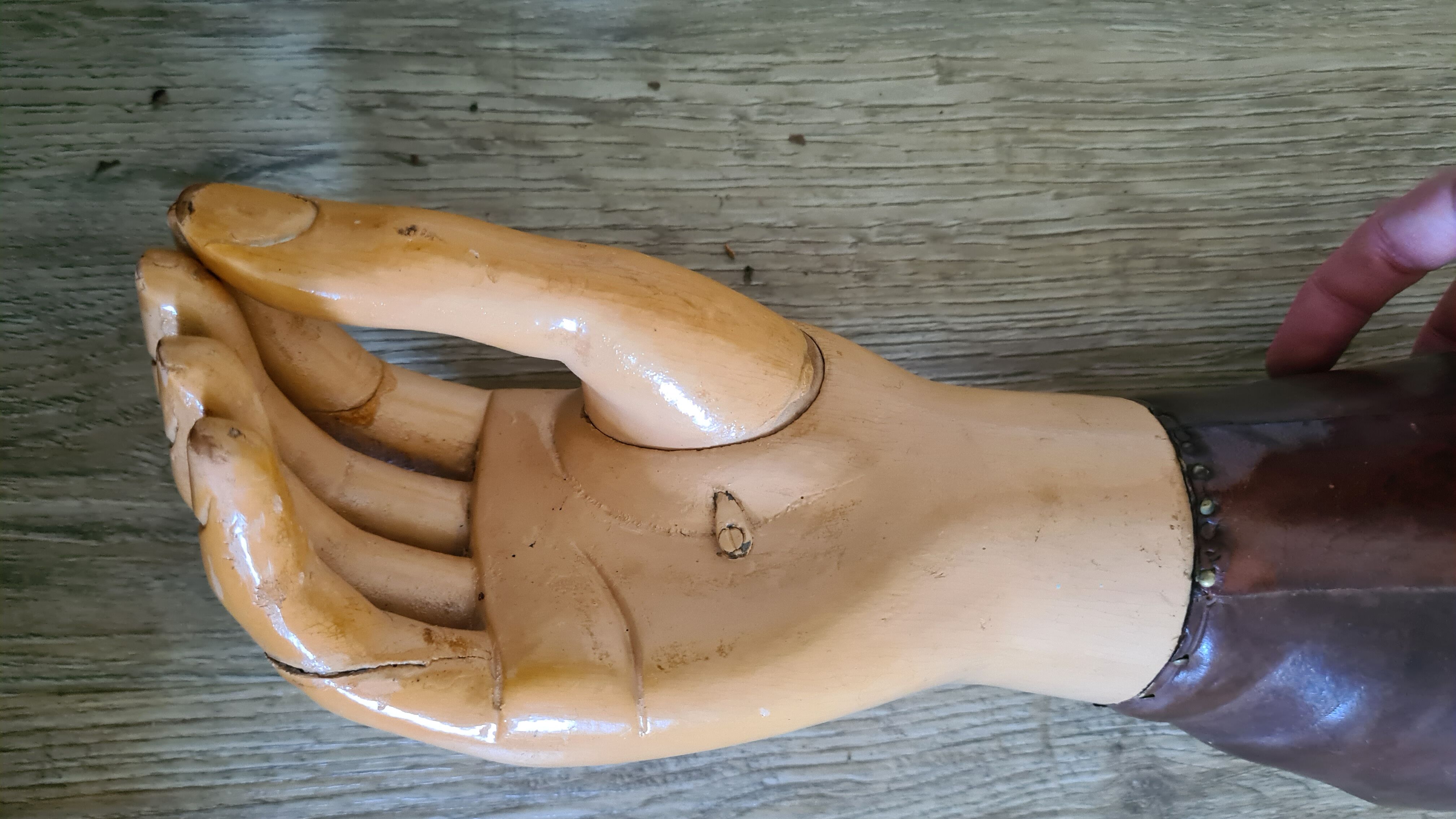 Old articulated wooden prosthesis