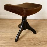 Stool Footrest in velvet and lacquered wood