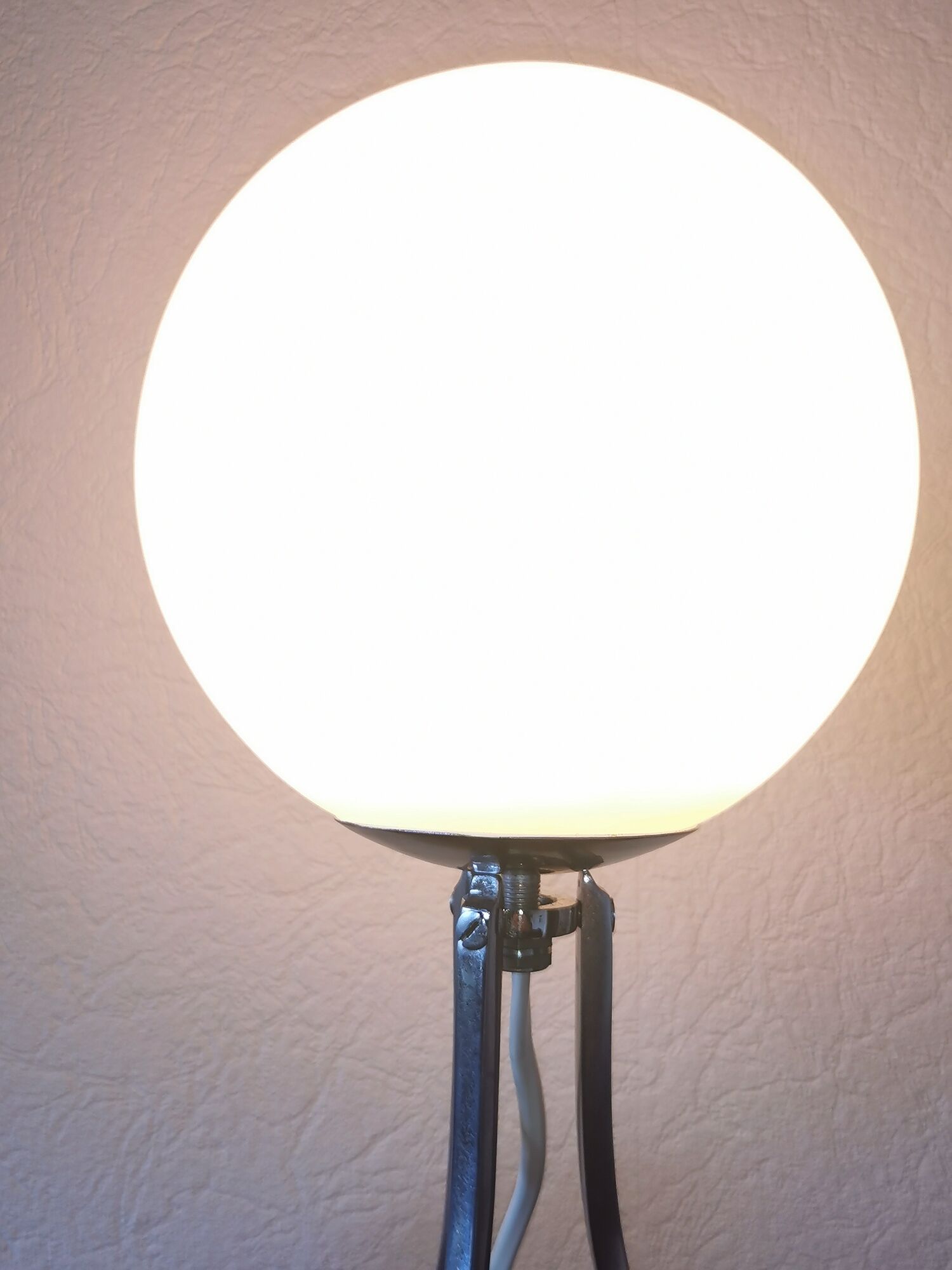 Lamp sphere of frosted glass, chrome steel, art deco, 1950