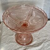 Bayel pink molded glass compote bowl art deco cut