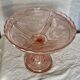 Bayel pink molded glass compote bowl art deco cut
