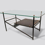 Iron, glass and opaline coffee table
