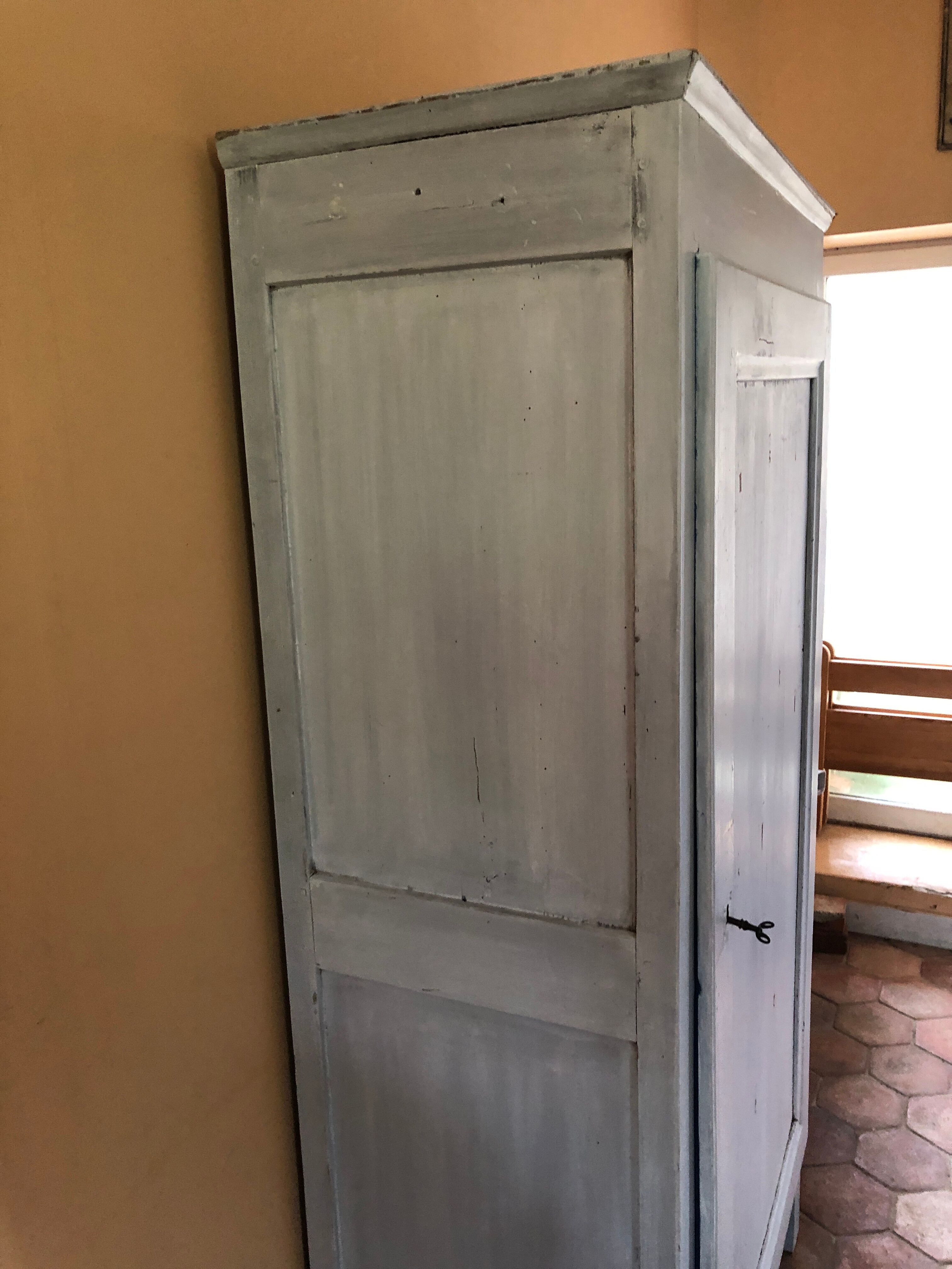 Wardrobe a door in white wood painted gray