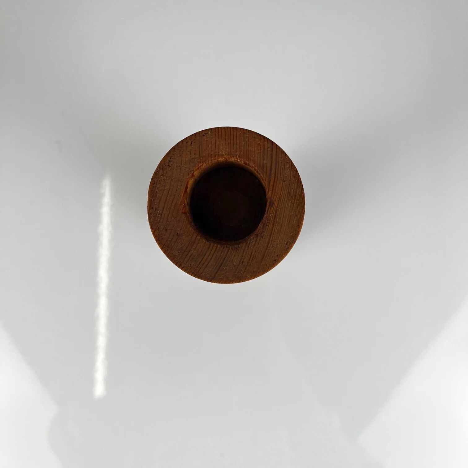 Turned wooden candlestick, pine, Midcentury Modern, 1970