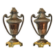 Pair of solid wood and bronze door handles, classical style, Italy 20th century.