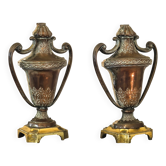 Paire de porte-palmes en bois massif et bronze, style classique, Italie XXe
