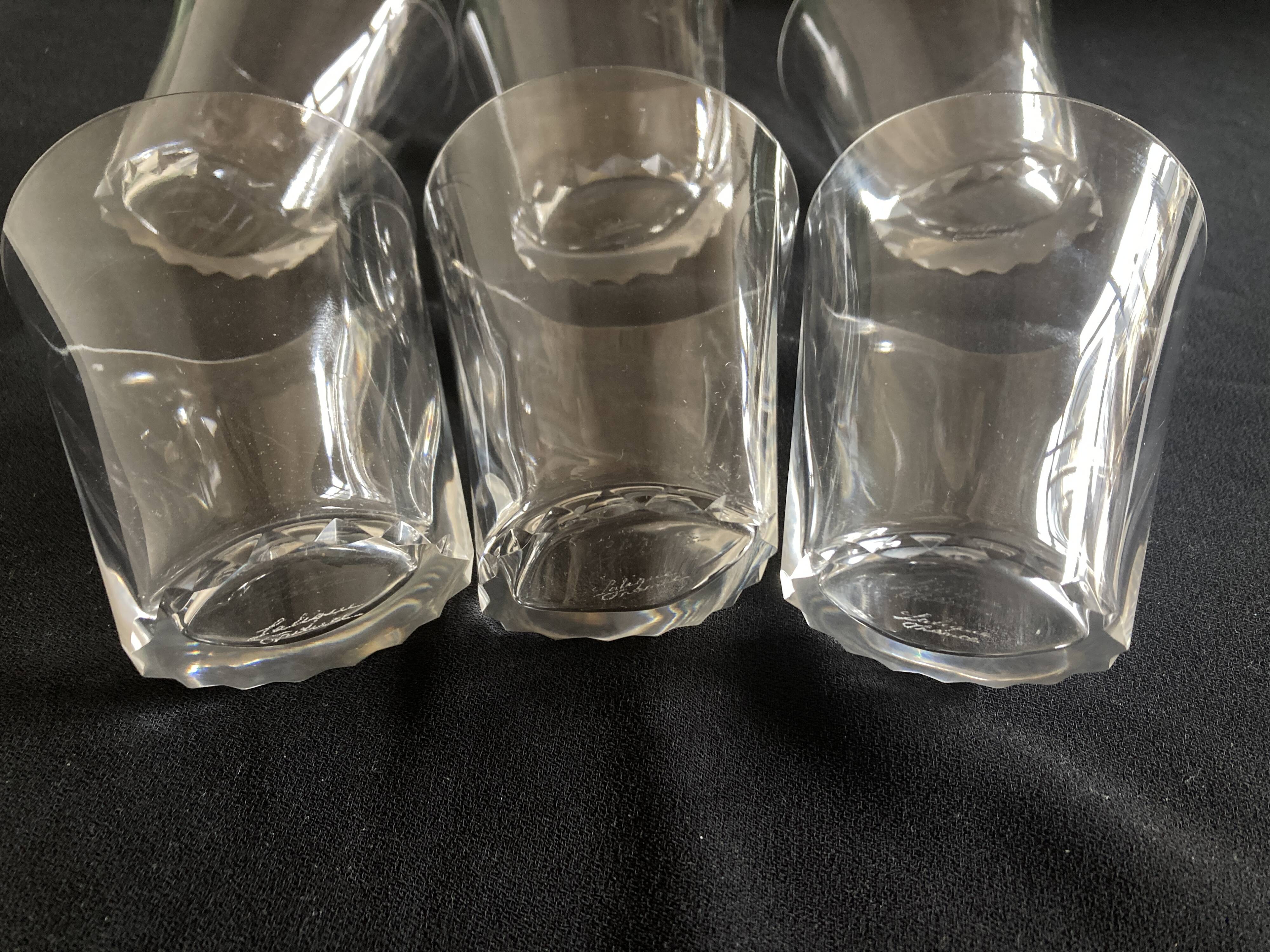 Set of 6 Lalique modernist glasses 1960 Kent crystal tumblers.