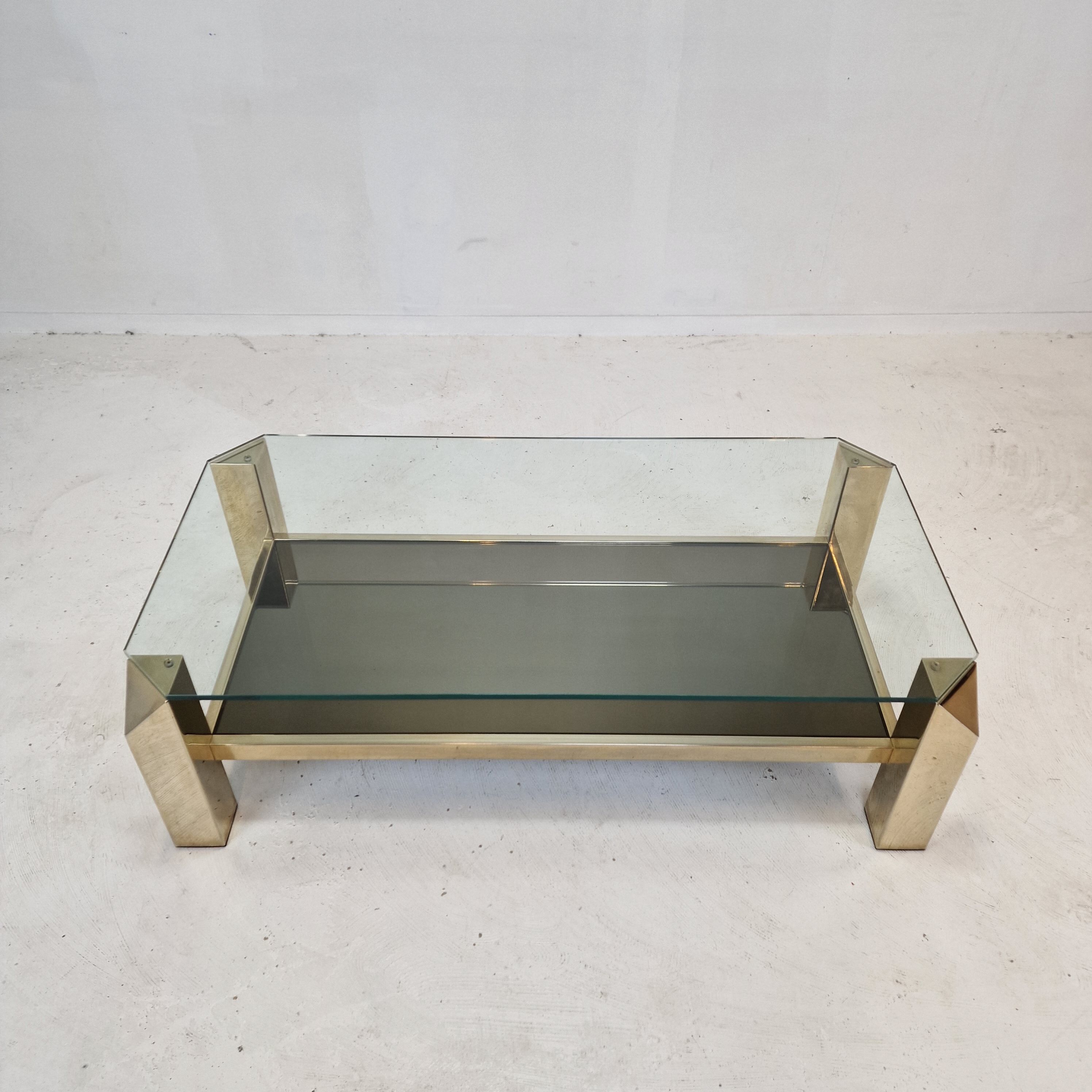 Belgo chrom coffee table 23kt gold plated, 1970's