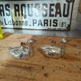 Set of two antique silver-plated candlesticks.