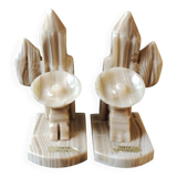 Mexican Bookends in Sombrero/Dozing Against Cactus. Made of onyx.