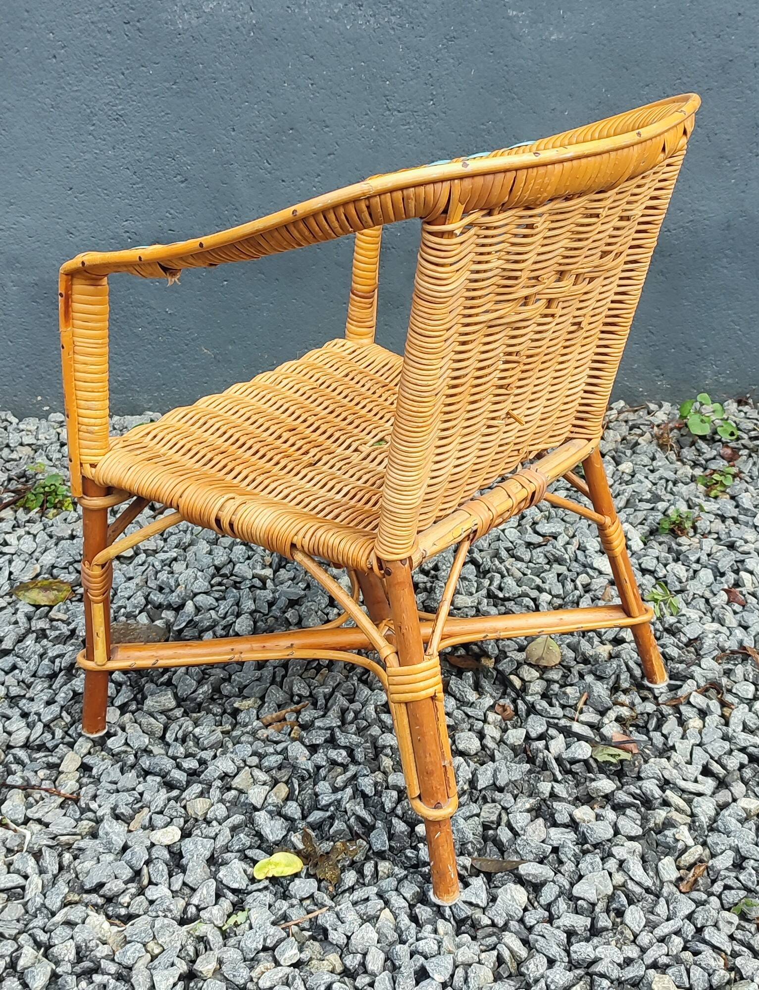 Small vintage rattan armchair/chair for children