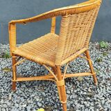 Small vintage rattan armchair/chair for children