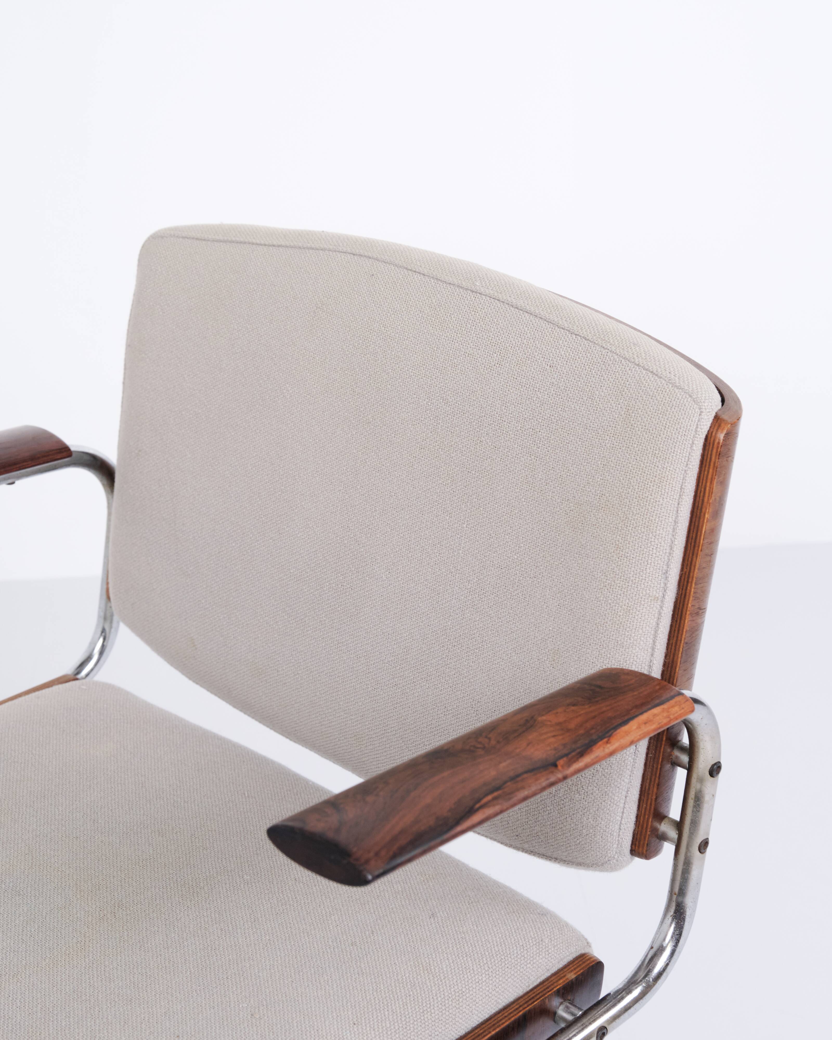Conference chair – Rosewood & light grey fabric – Duba – 1960s