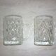 2 diamond-shaped glass beer mugs/glasses