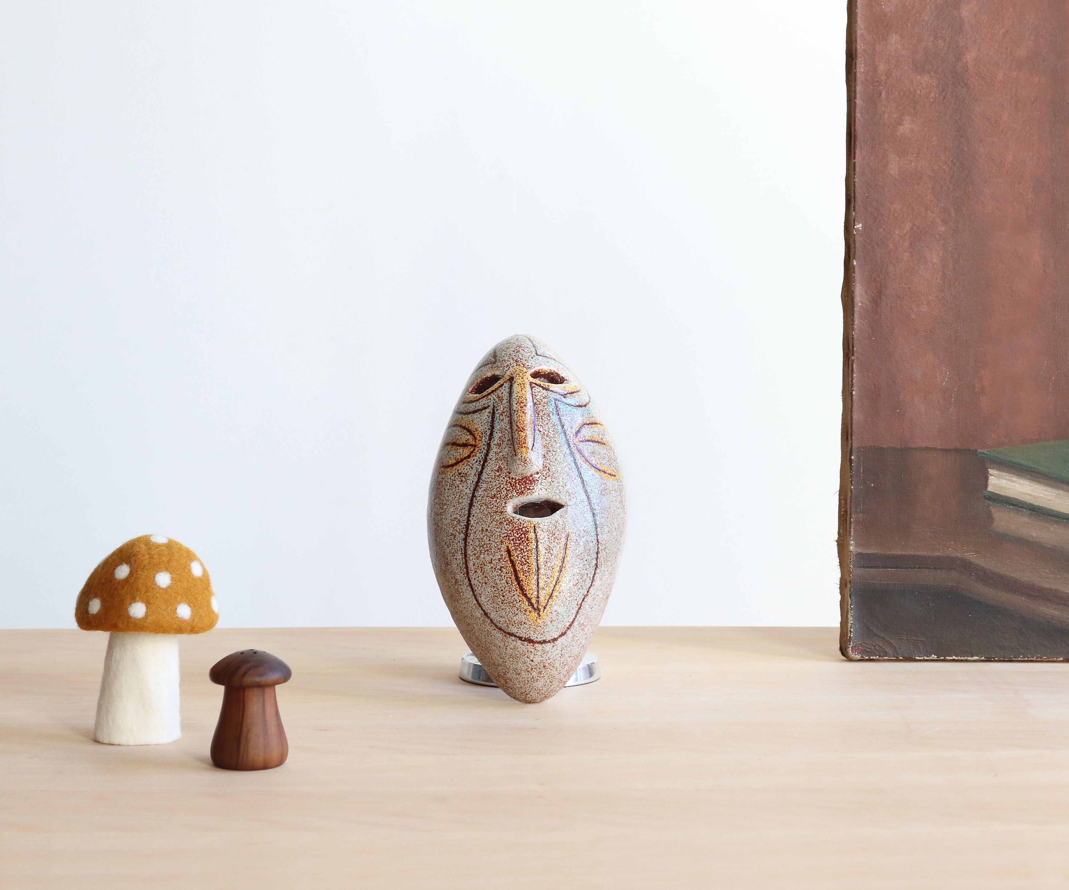 Ceramic wall mask Mayan mask from Accolay, 60s