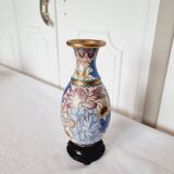 Petit Vase Cloisonné avec base en bois d'ébène