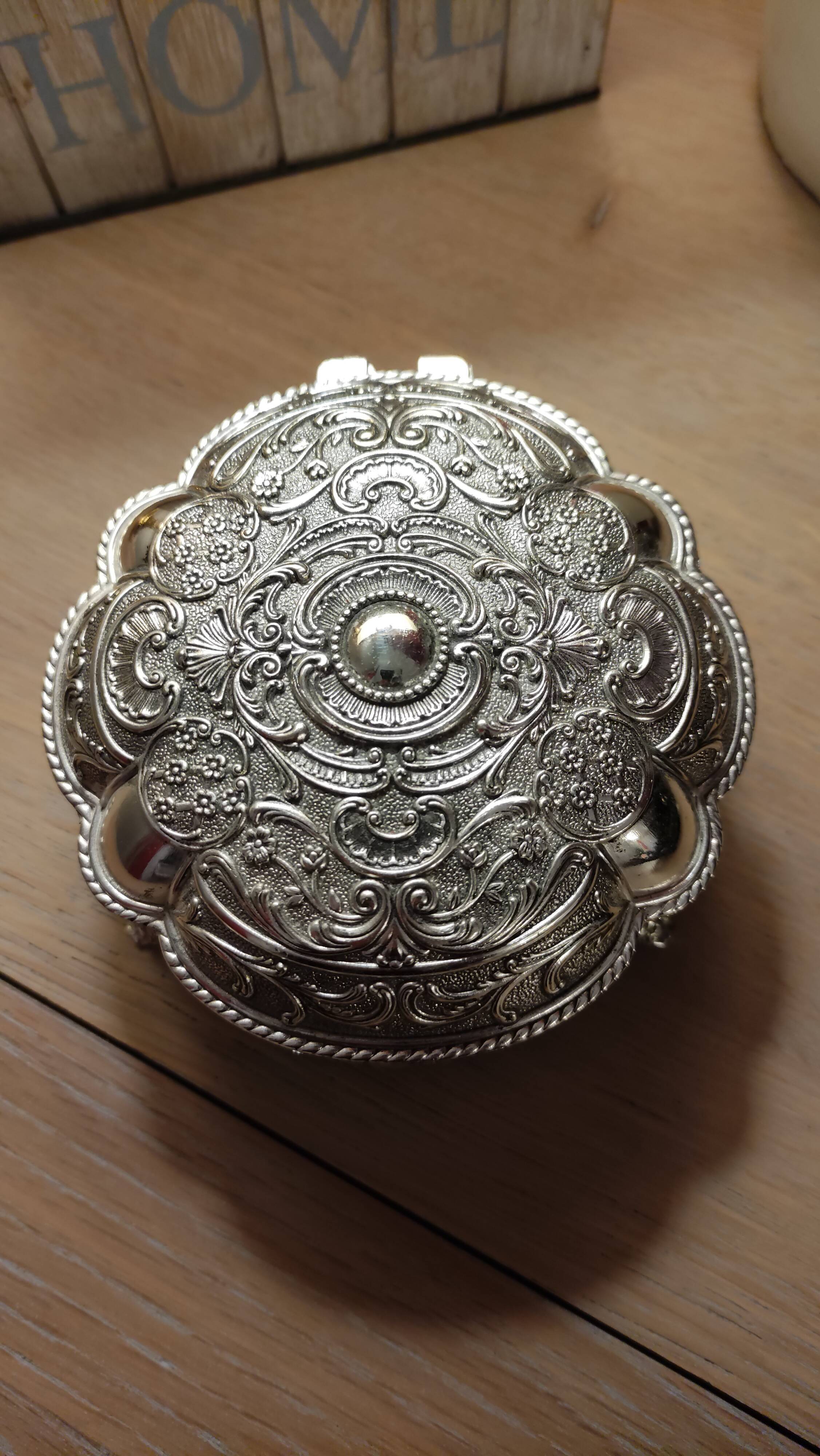 Beautiful silver metal jewelry box