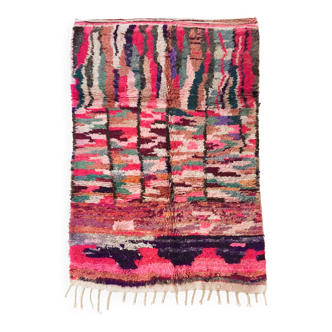 Berber rug Boujaad pink with colorful patterns 241x145cm