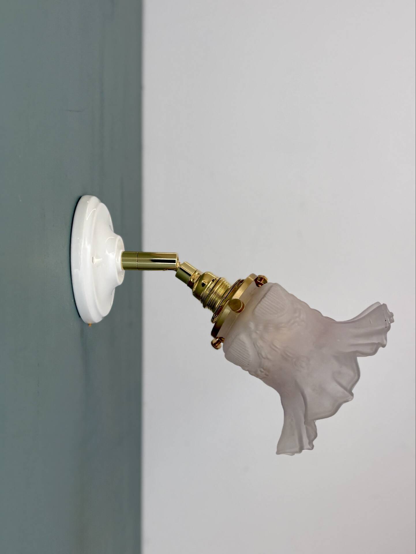 Vintage frosted glass tulip wall light