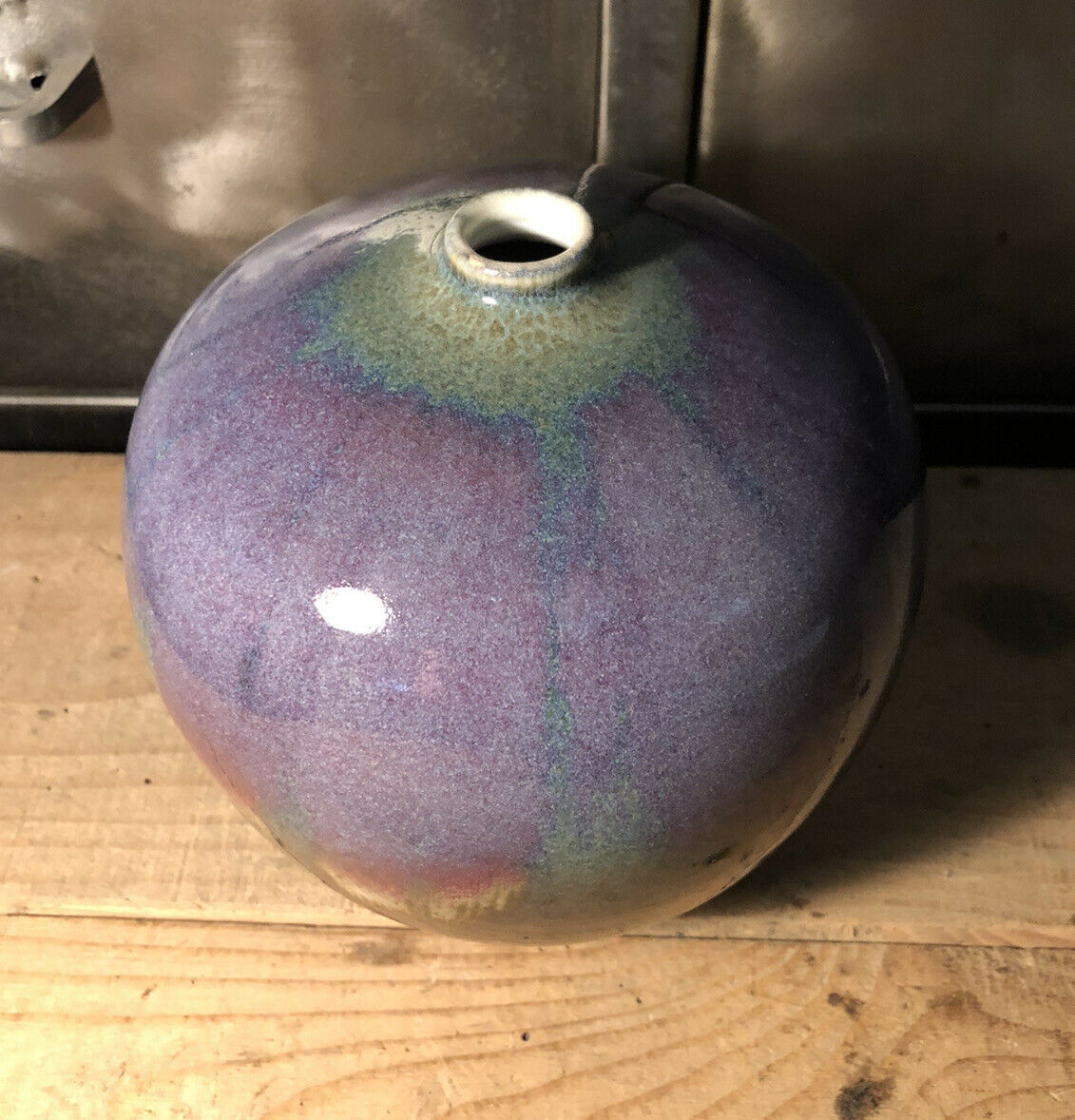 Enamelled ceramic vase signed Anne Marie Donaint Merlimont