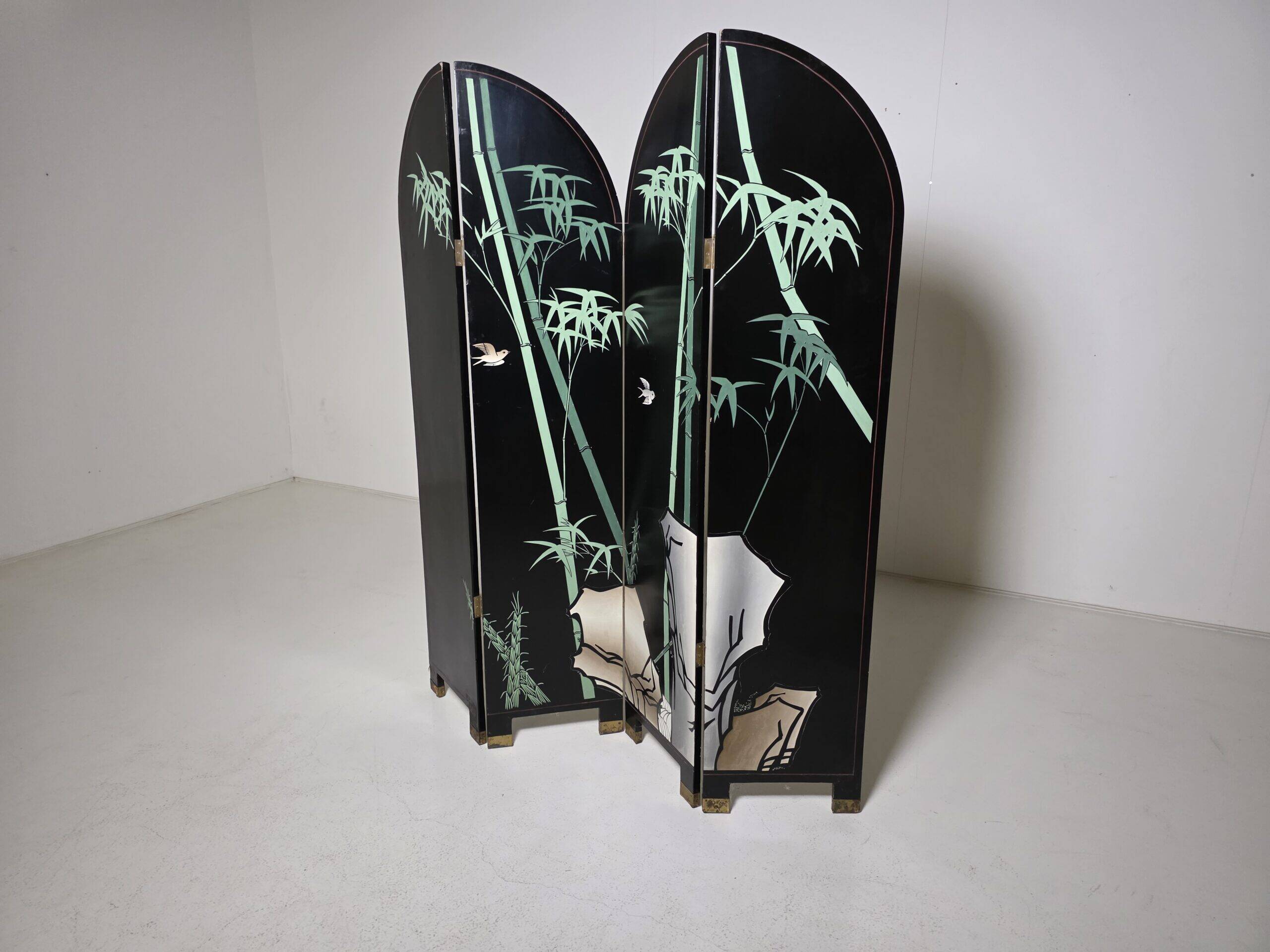 French four-panel room divider by Fournier Decoration Paris, 1980s