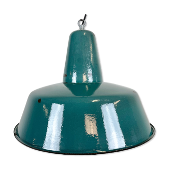 Industrial green enamel factory lamp, 1960s