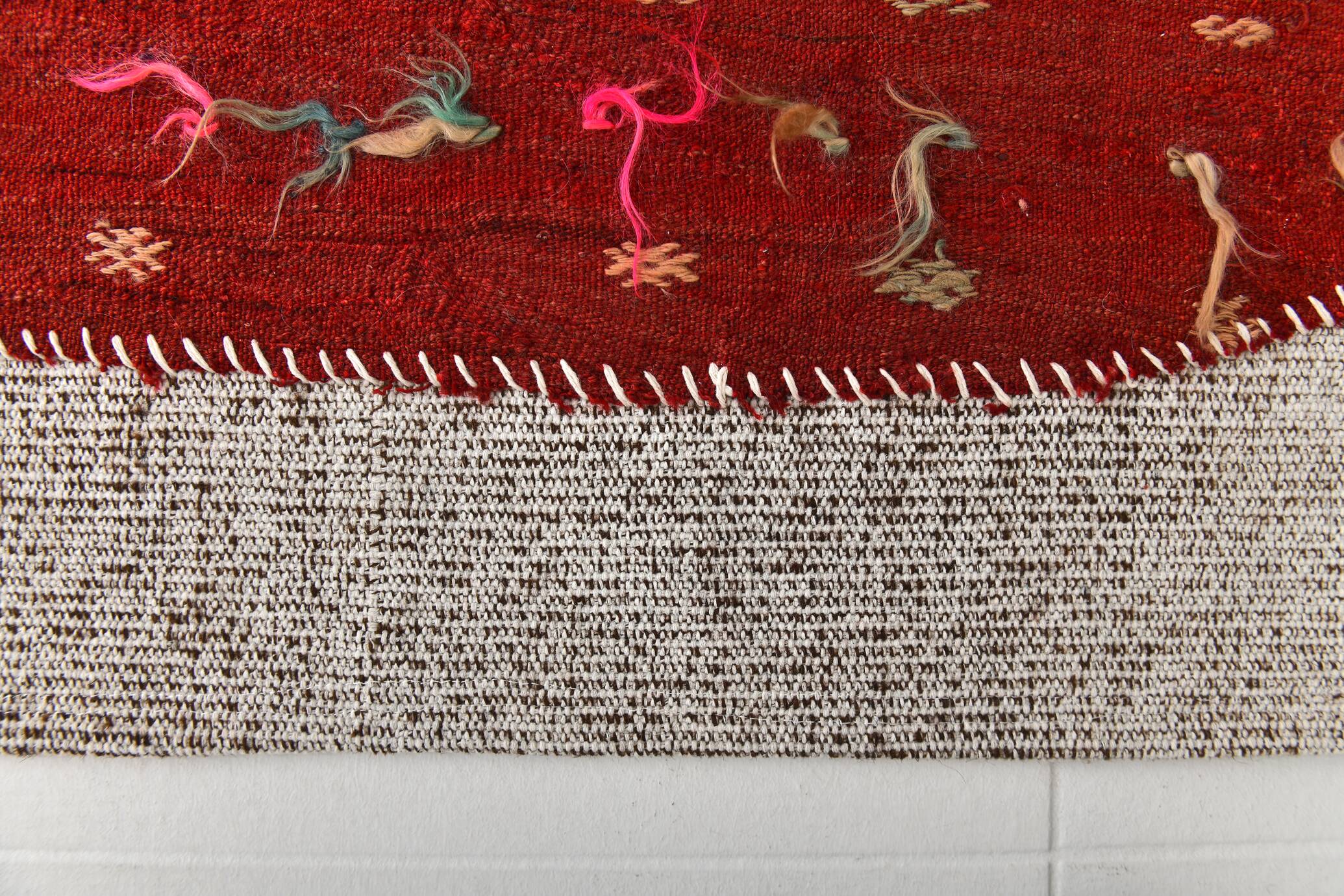 3x5 Red Contemporary Vintage Kilim Rug, 105x149Cm