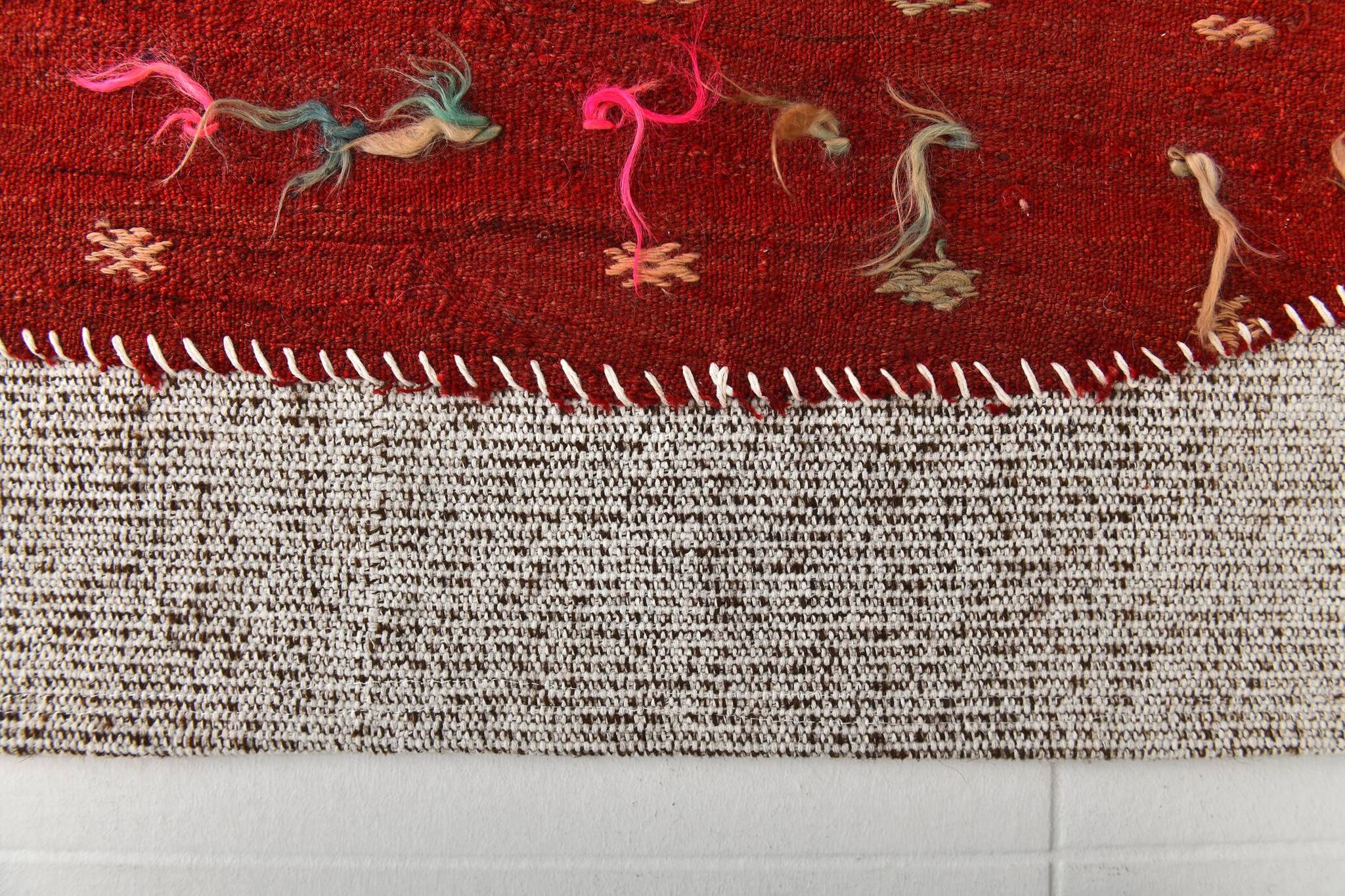 3x5 Red Contemporary Vintage Kilim Rug, 105x149Cm