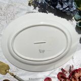 Large antique oval platter in Italian Stoviglierie earthenware – blue, green, and pink bird and flower motif