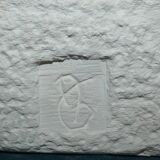 Lamp in stone of the gard carved brutalist form signed, circa 1970 dlg tormos