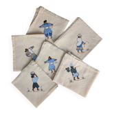 Ensemble de 6 serviettes brodées personnages