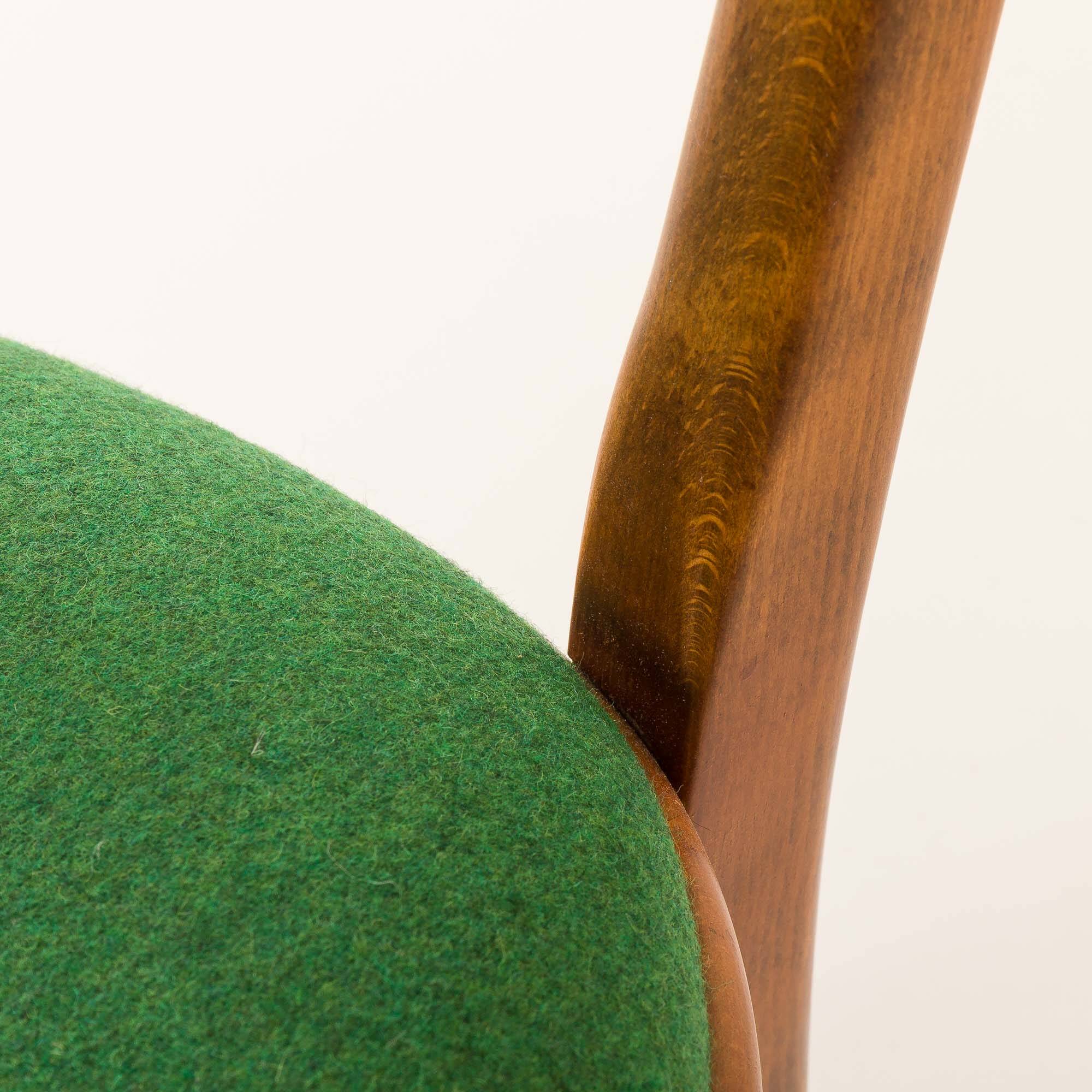 Italian mid-century chairs in walnut and wool