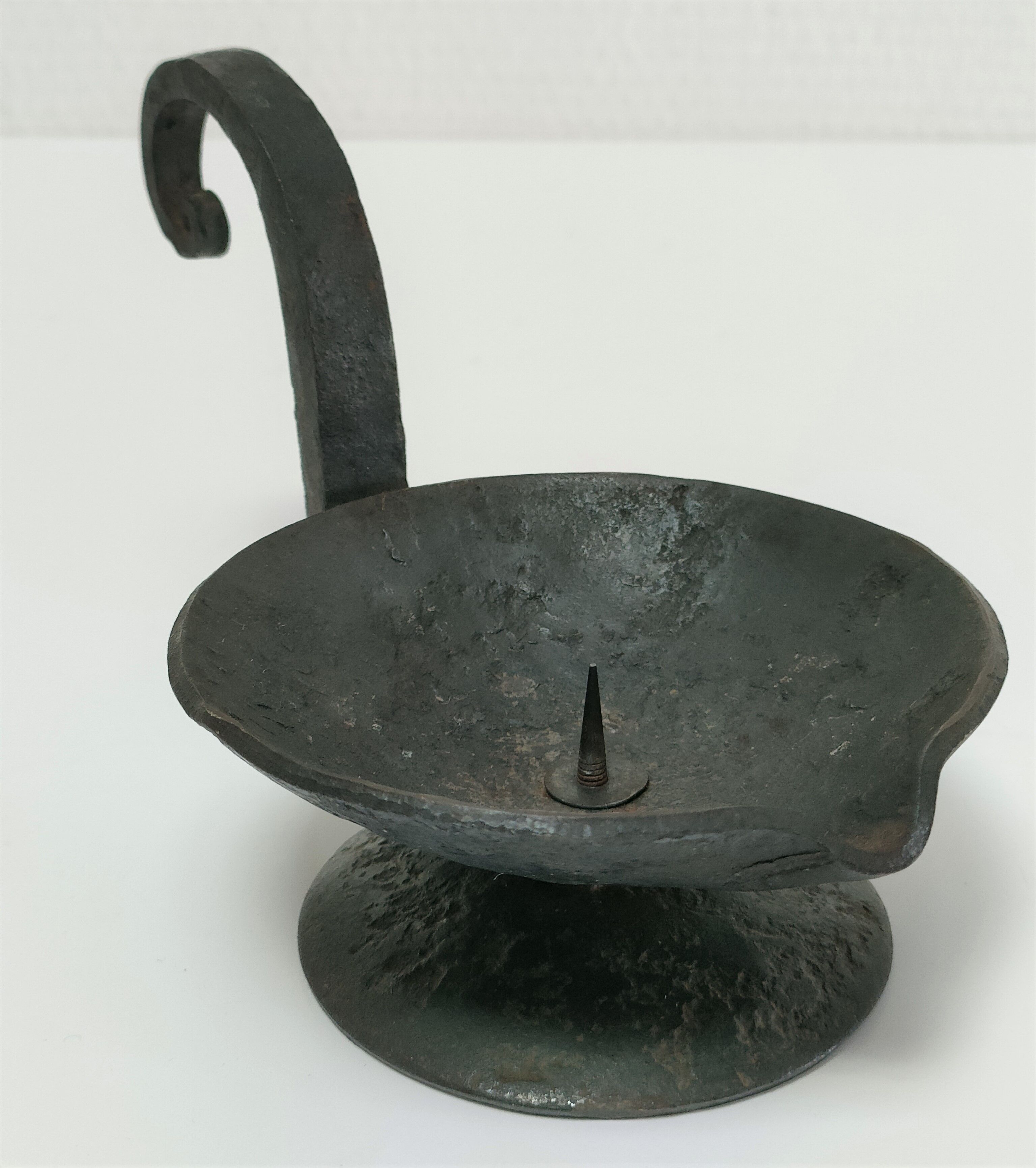 brutalist hand candle holder wrought iron 50s