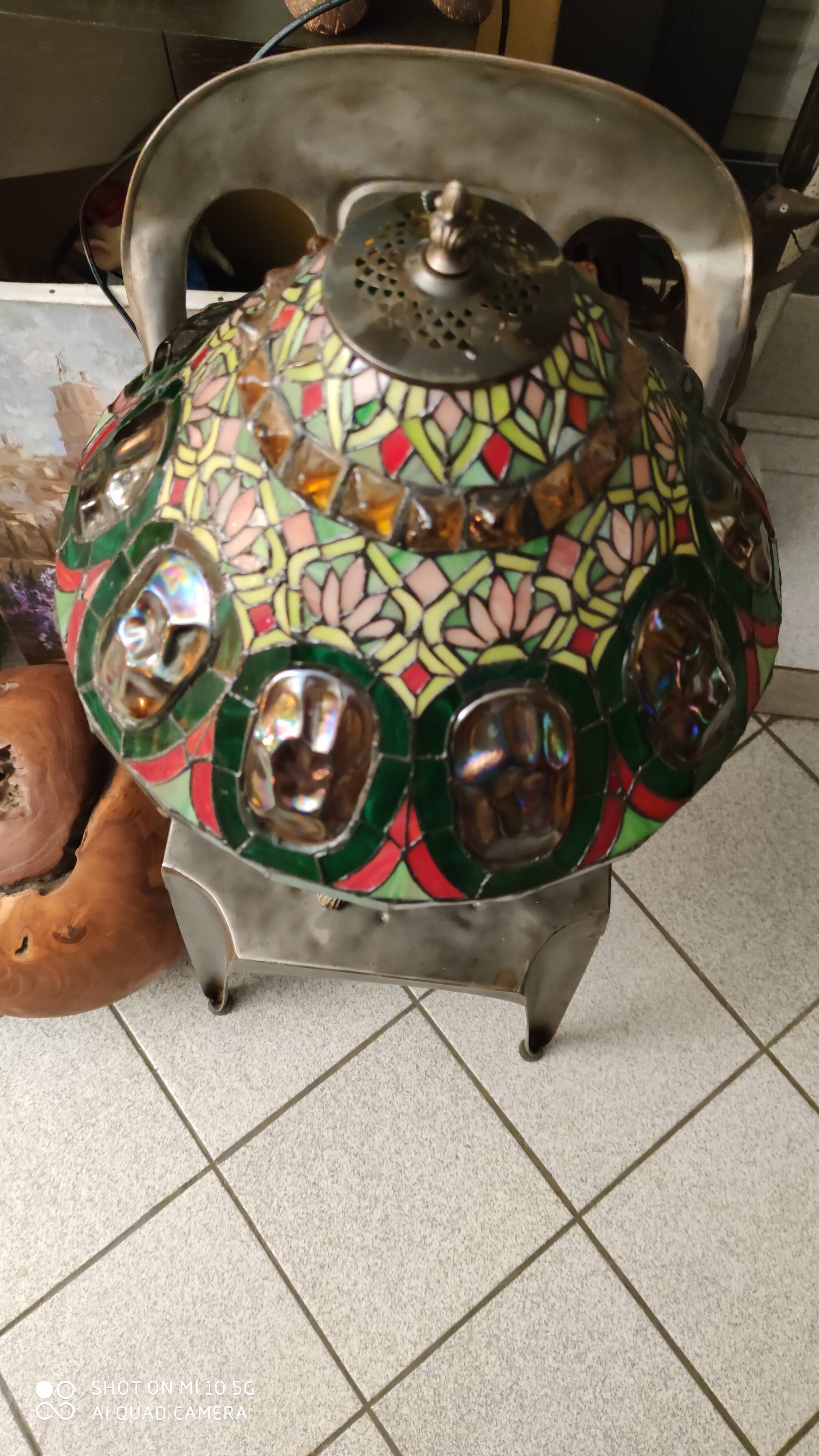 Stained glass mosaic lamp, circa 1980