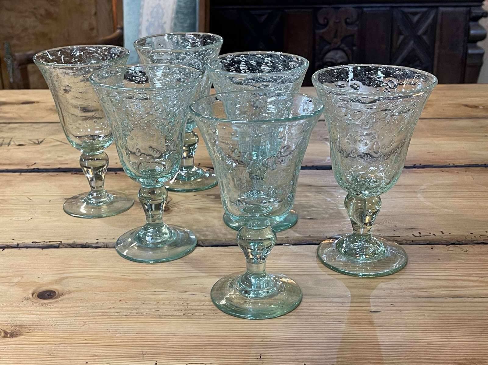 Set of 6 blown glass stemmed glasses - BIOT