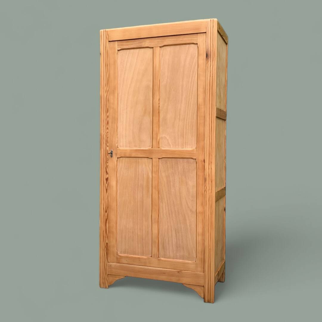 Parisian bonnet wardrobe, raw wood, 1950s