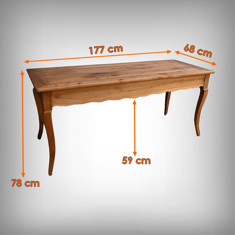 Farmhouse table in blond cherry, Louis XV style – 2nd part of the 19th century