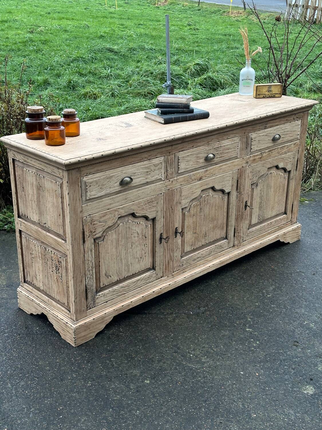 Raw wood sideboard