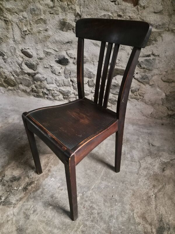 Ensemble de 4 chaises bistrot françaises anciennes Stella, vers 1900–1920