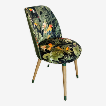 Restored chair, patterned velvet fabric