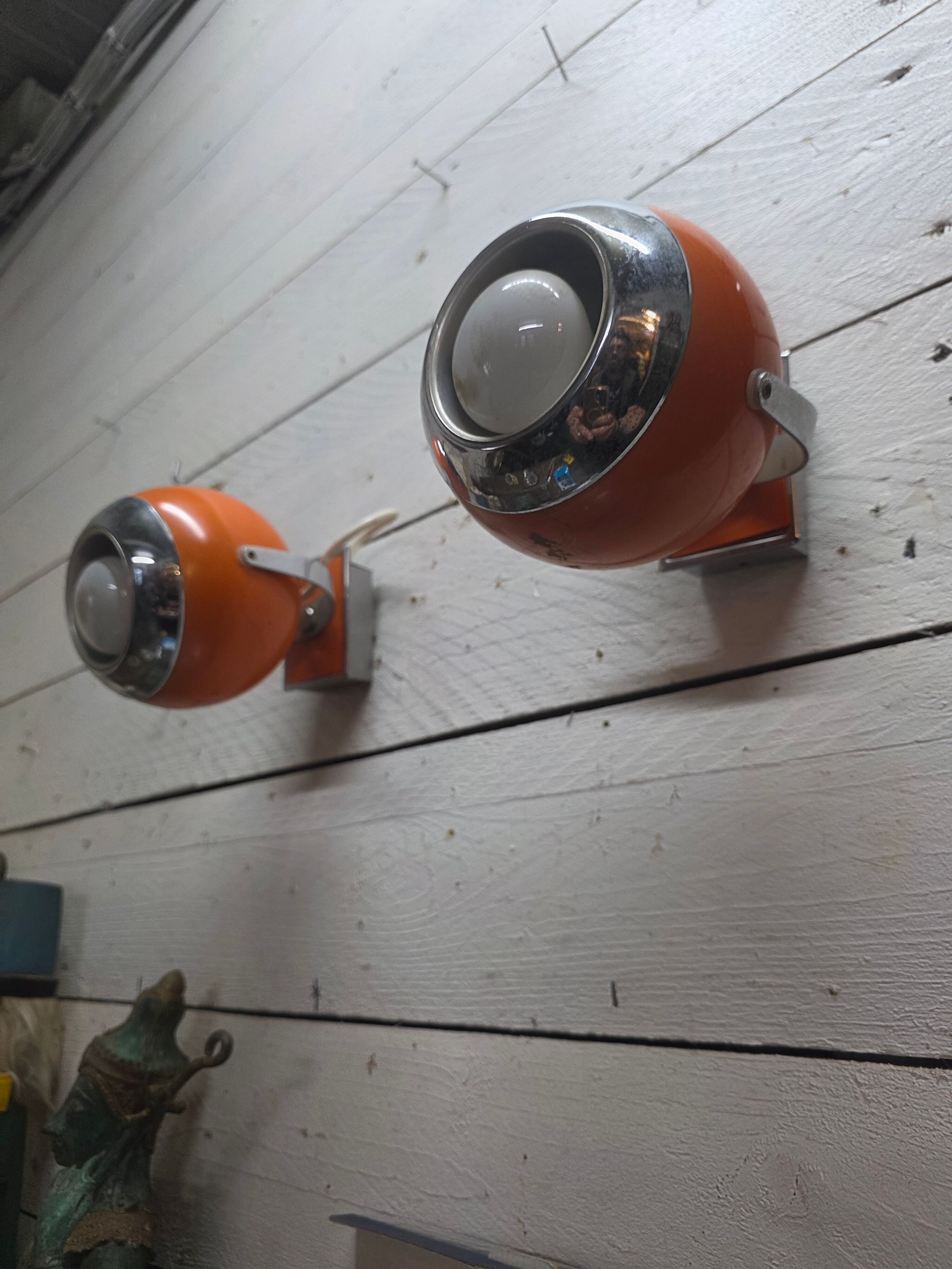 Pair of vintage 70s eyeball wall lights.