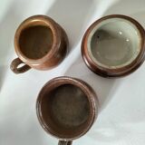 Vintage stoneware country house brunch service – teapot and bowls