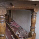 Antique patinated oak dining table, 18th century