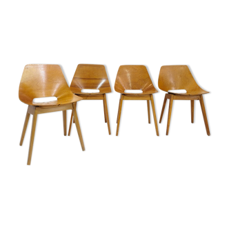Lot de 4 chaises tonneau de Pierre Guariche, Steiner, 1950