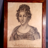 Portrait of a young woman The large ornament drawing signed circa 1800-1830 57x46 cm SB