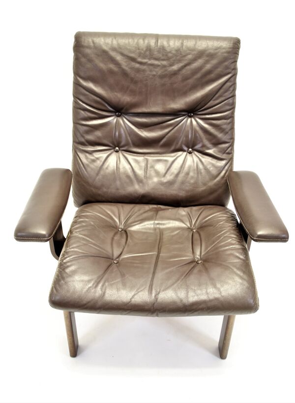 fauteuil Avec Cadre En Bois noir Et cuir