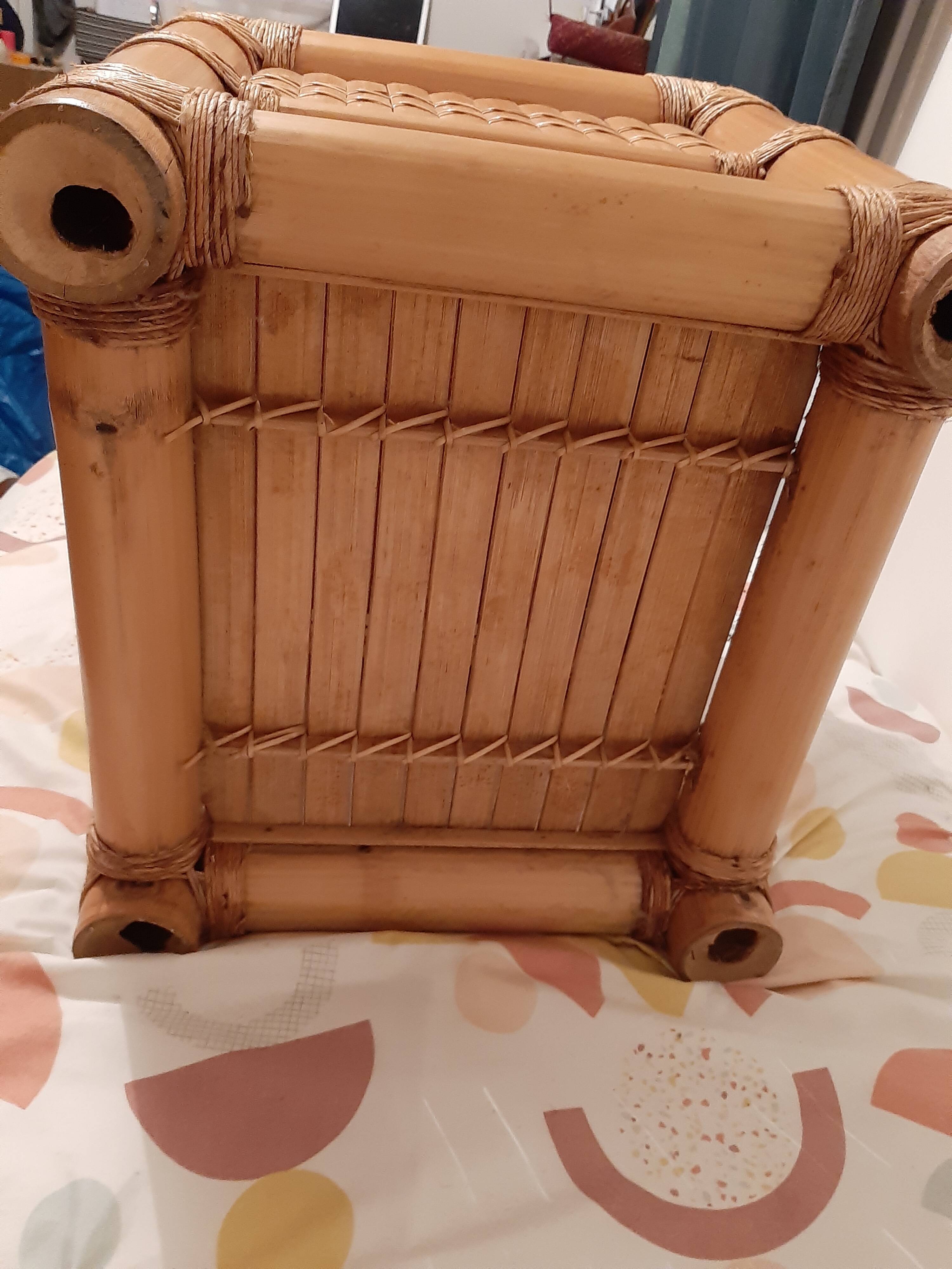 Vintage bamboo bedside table with drawer
